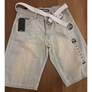 Avirex Belted Shorts Men's‎ 36 Light Stonewash Denim